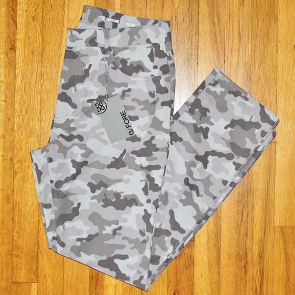 G/Fore 5 Pocket Golf Trouser Pants Mens 34x32 Grey Camo Stretch - Picture 1 of 8